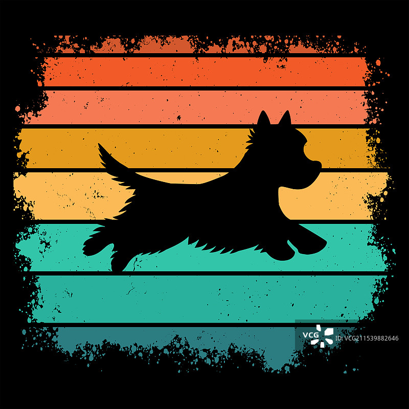 白色梗犬复古风格图片素材