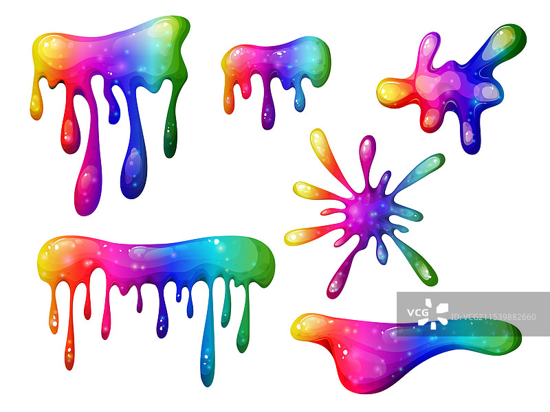 滴落的彩虹史莱姆，色彩鲜艳图片素材