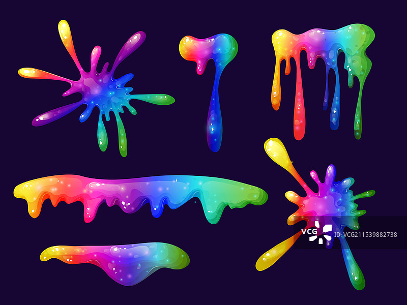 滴落的彩虹史莱姆，色彩鲜艳图片素材