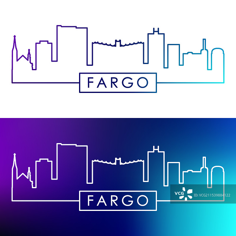 法戈天际线 彩色线条风格 单线描绘图片素材