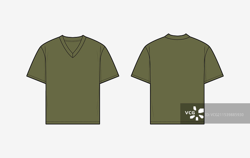 V领T恤草图图片素材