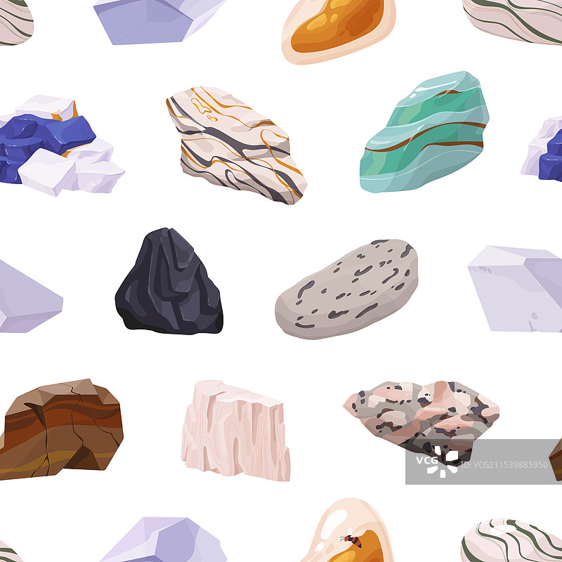 不同矿物宝石的可重复图案图片素材