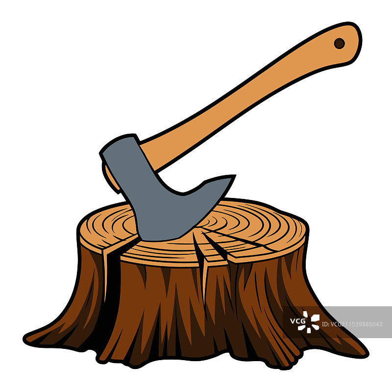 木桩上的斧头，用于劈柴图片素材