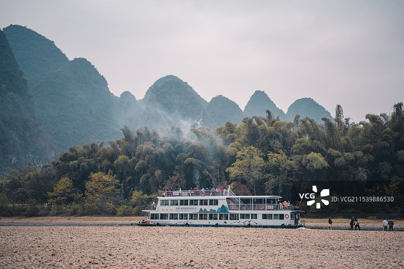 桂林阳朔 桂林山水 兴坪古镇 20元景区 客轮图片素材