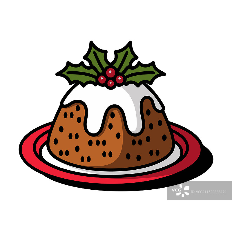 圣诞布丁配冬青叶图片素材