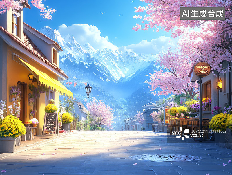 【AI数字艺术】高品质住宅区街道图片素材