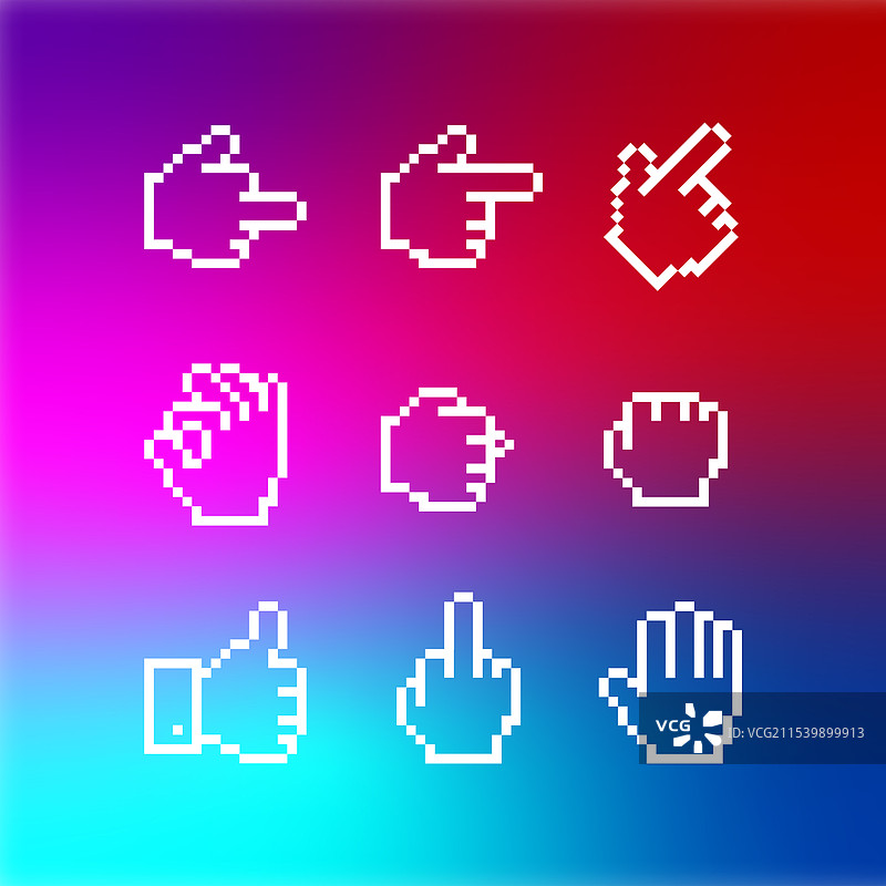 一套时尚的手势图标图片素材