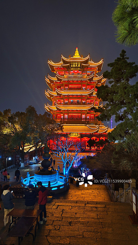 湖北武汉 黄鹤楼 夜景 灯光秀 夜上黄鹤楼图片素材