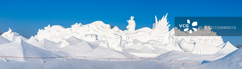 太阳岛雪博会巨型雪塑作品【雪艳春】及局部图片素材