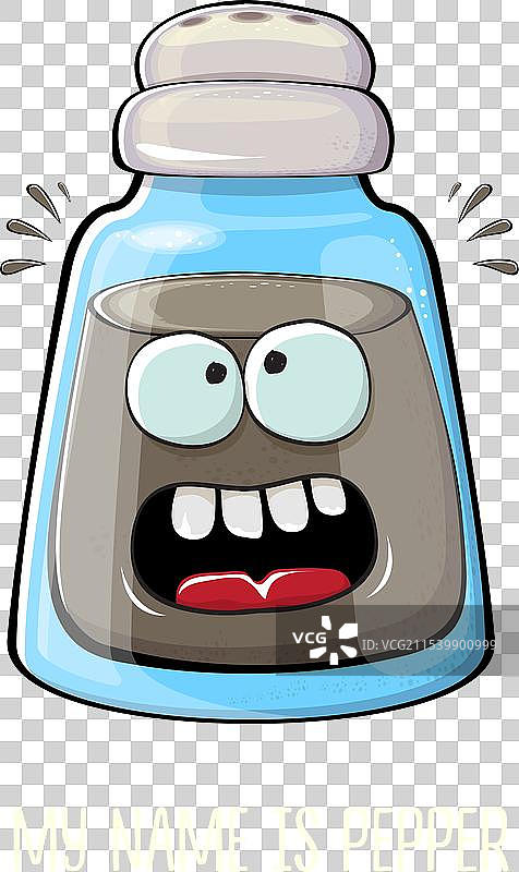 卡通胡椒瓶与微笑的面孔图片素材