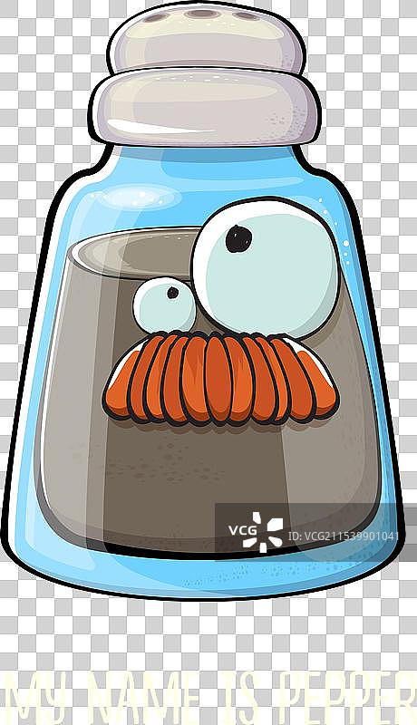 卡通胡椒瓶与微笑的面孔图片素材