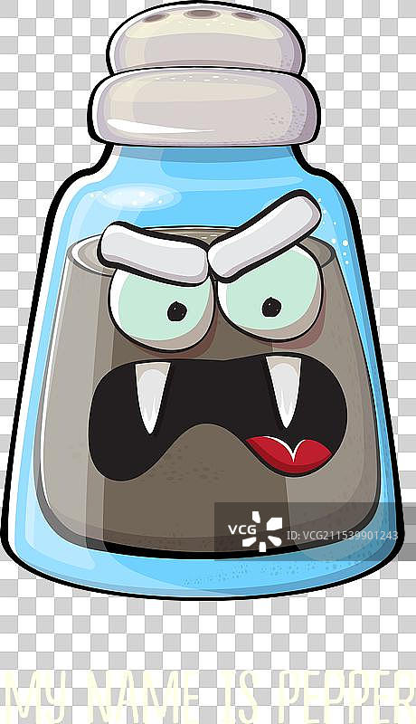 卡通胡椒瓶与微笑的面孔图片素材