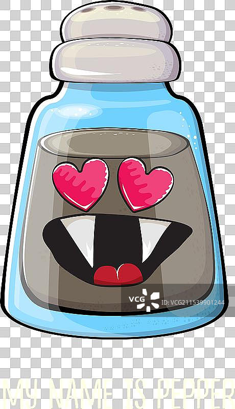 卡通胡椒瓶与微笑的面孔图片素材