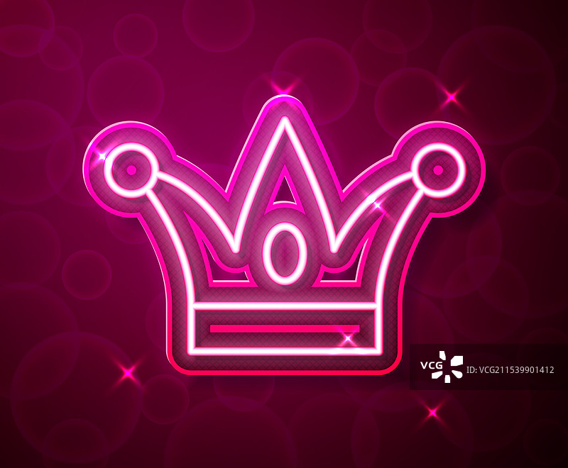 发光的霓虹线小丑帽，带铃铛，孤立展示图片素材