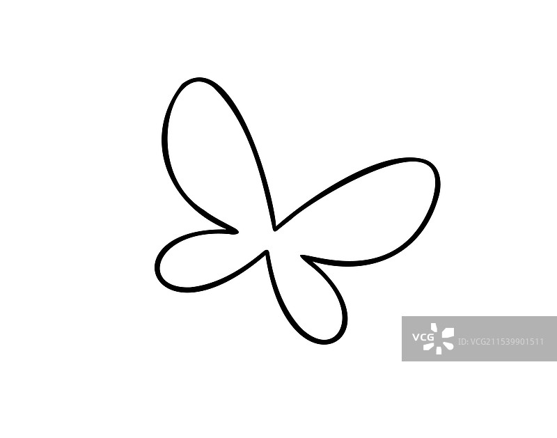 简单的线条蝴蝶涂鸦手绘线条图片素材