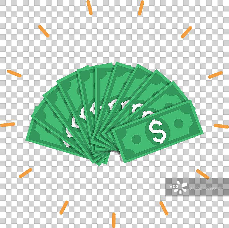 许多展开的绿色美元钞票图片素材