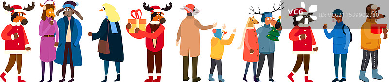 穿着动物服装的顽皮人群合集图片素材