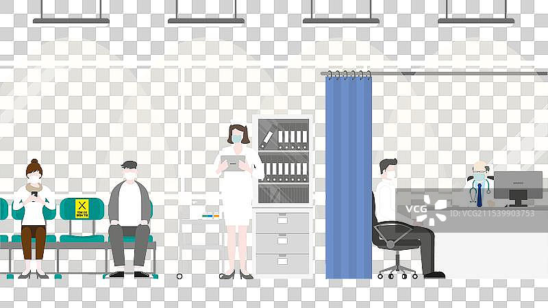 患者在医生处排队等候就诊图片素材