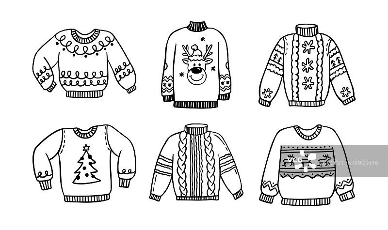 温暖的手绘圣诞毛衣与一个图片素材