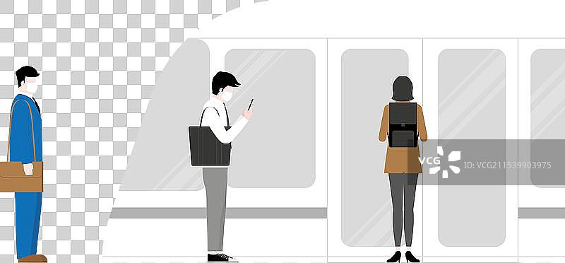 商务人士在天轨排队等候图片素材