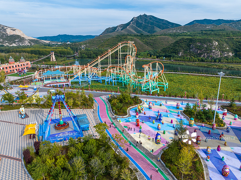 辽宁朝阳喀左浴龙谷温泉度假区航拍图片素材