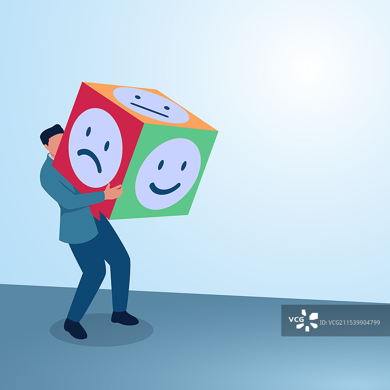 一个男人举起骰子，面带满意的表情。图片素材