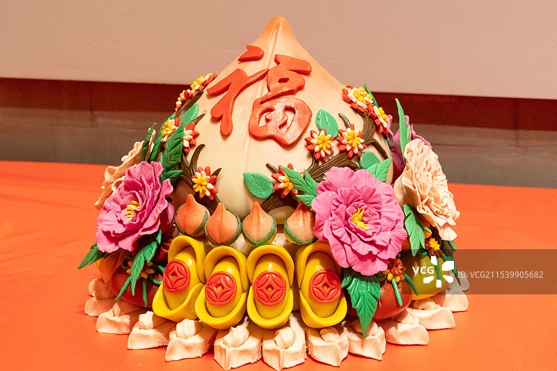 中国传统美食花馍手工面食面塑寿桃图片素材