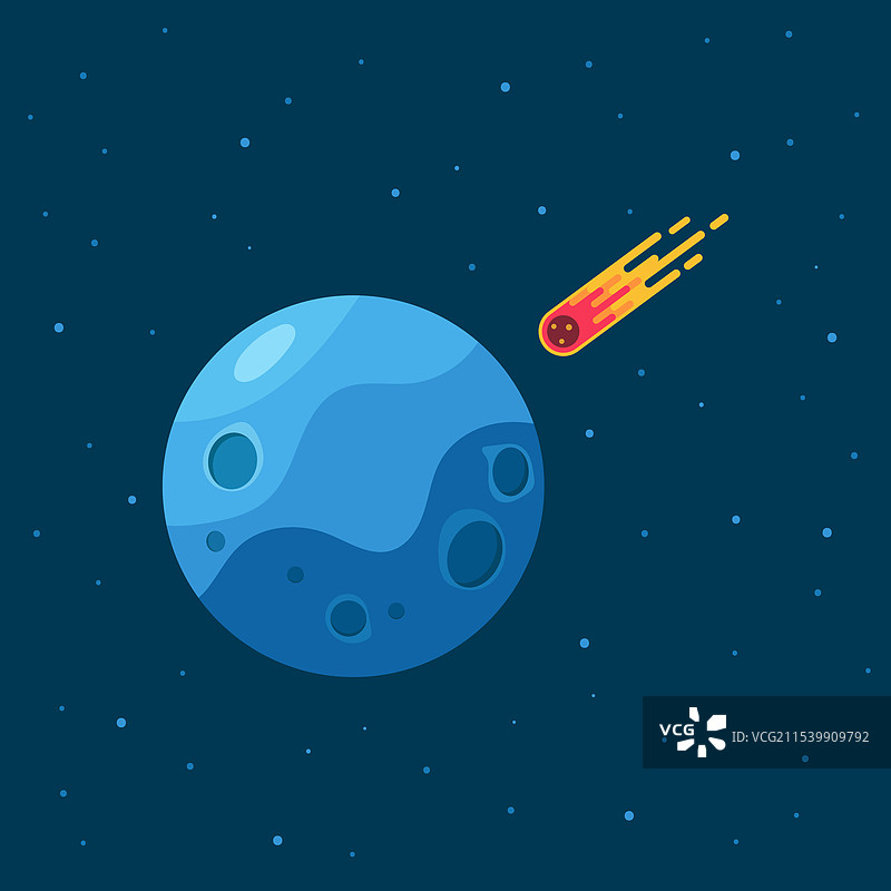 被发射的小行星与行星碰撞的流星图片素材