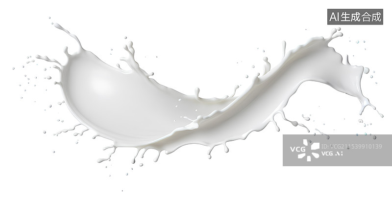 【AI数字艺术】创意图像 白色背景下溅起的牛奶图片素材