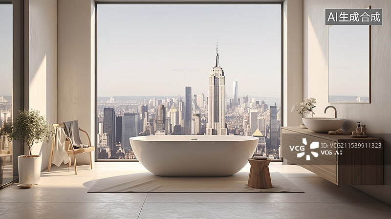 【AI数字艺术】现代简约洗漱间图片素材