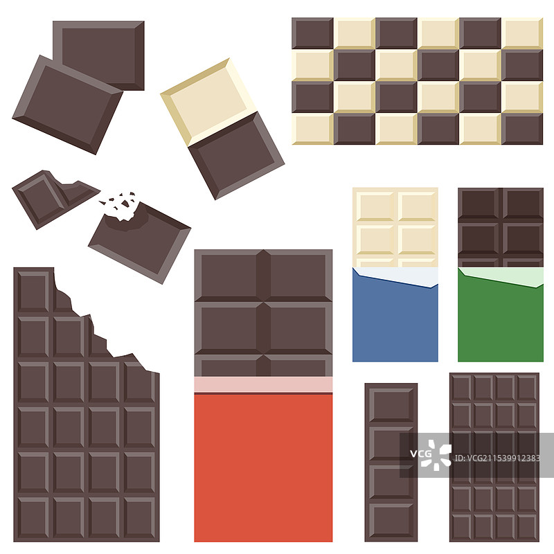 一组不同的巧克力棒图片素材