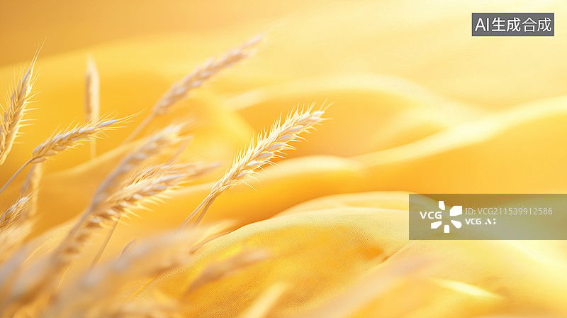 【AI数字艺术】金色背景——小麦麦穗与金色阳光图片素材