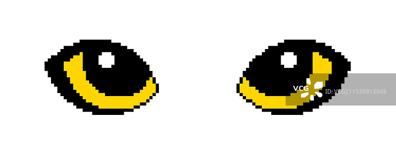 像素艺术卡通动物眼睛黄色设计图片素材