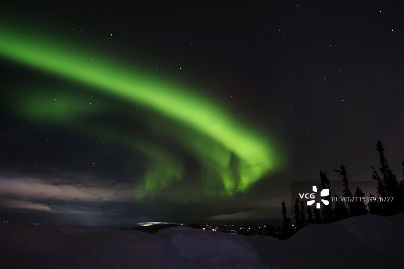 美国阿拉斯加_绿色极光图片素材