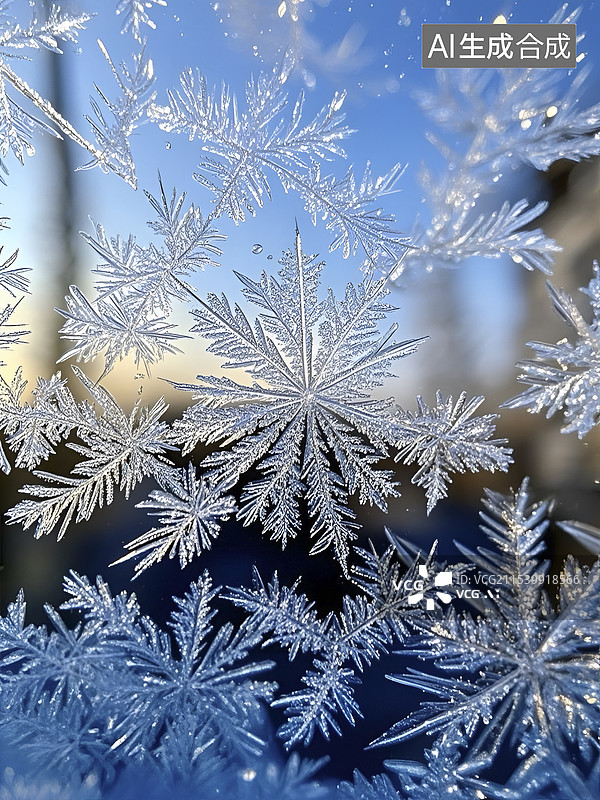【AI数字艺术】冬天窗户上的冰花图片素材