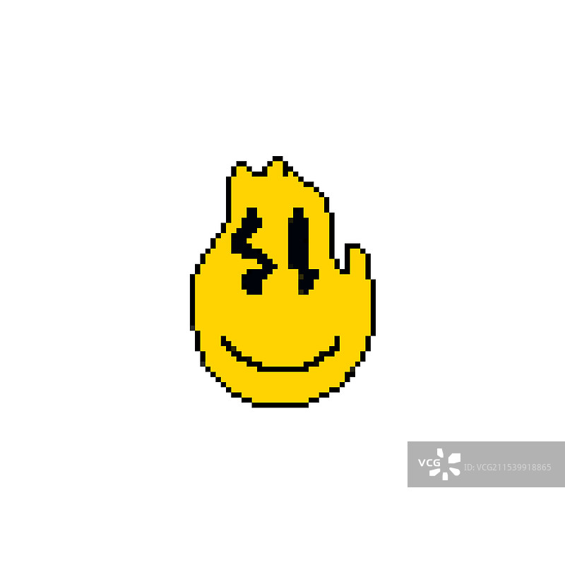 像素艺术融化的笑脸，滴落的黄色图片素材