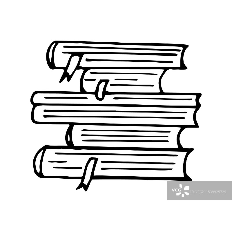 手绘涂鸦风格的书本堆叠图片素材