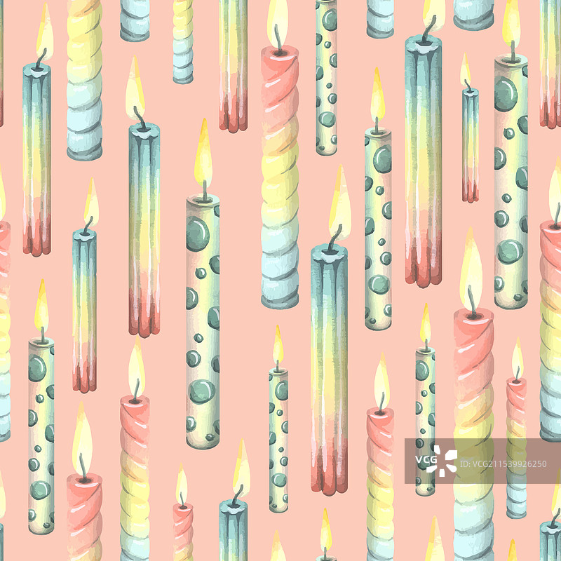 多彩的节日蜡烛点燃着火焰图片素材