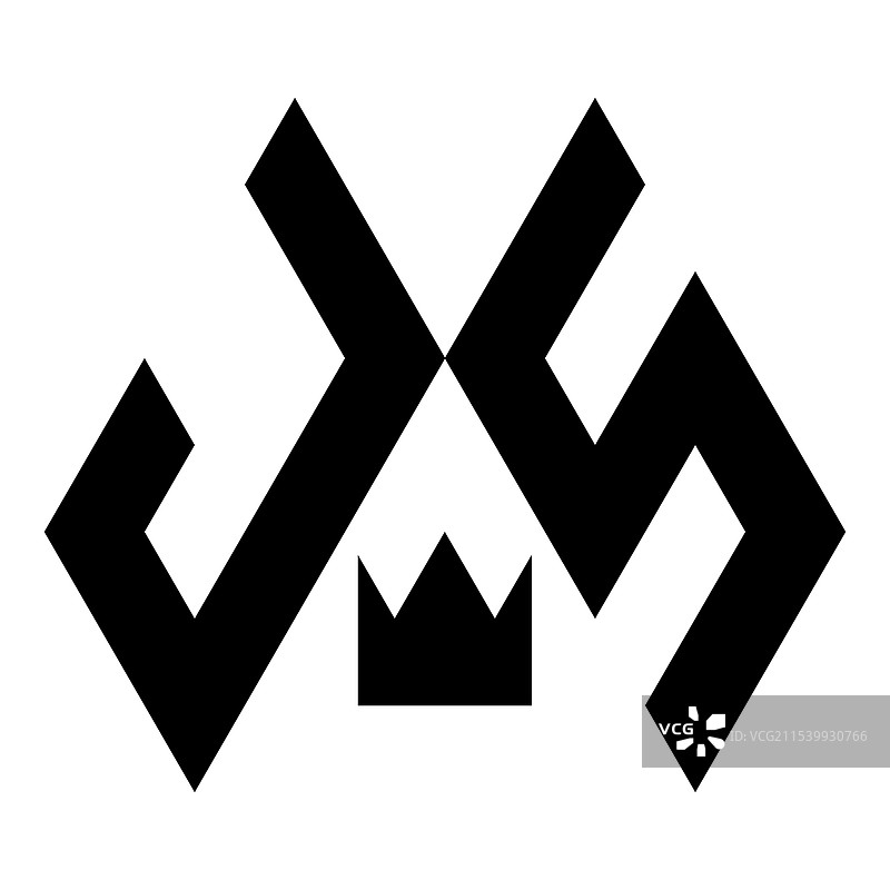 时尚的JS字母标志，简洁而极简主义图片素材