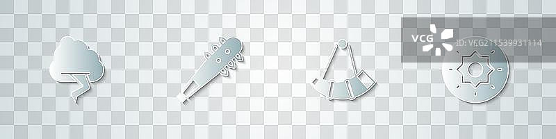 剪纸风格的云朵和闪电权杖图片素材