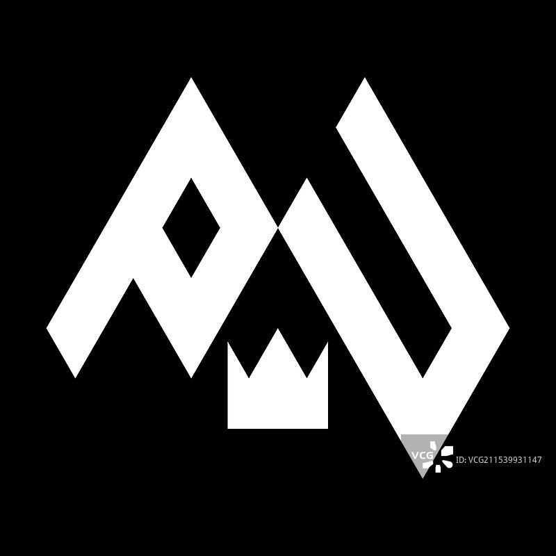 时尚的PU字母标志，简洁而极简主义图片素材