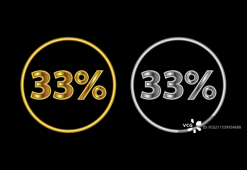 33% 图标 33% 符号 金色图片素材