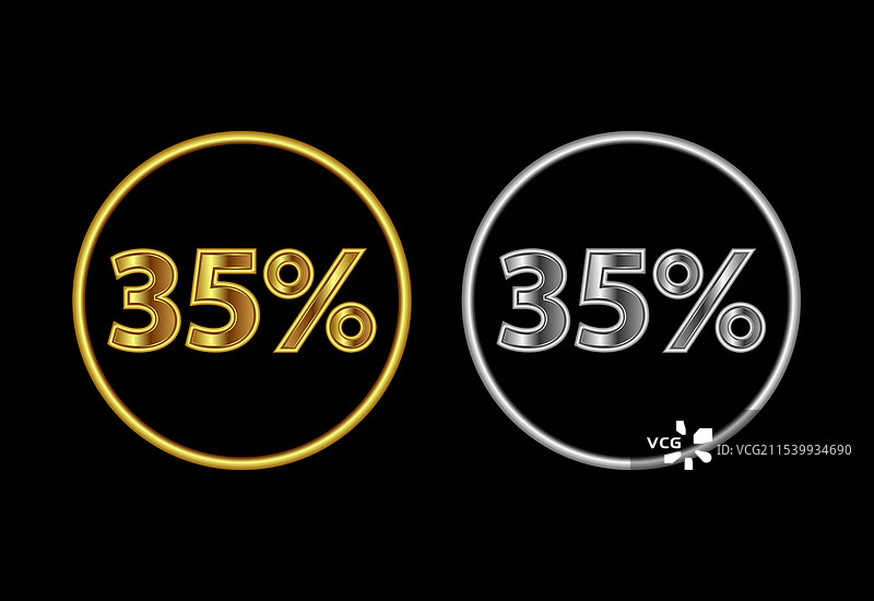 35% 图标 35% 符号 金色图片素材
