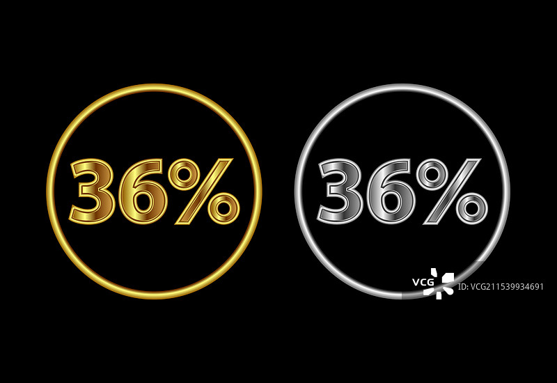 36% 图标 36% 符号 金色图片素材