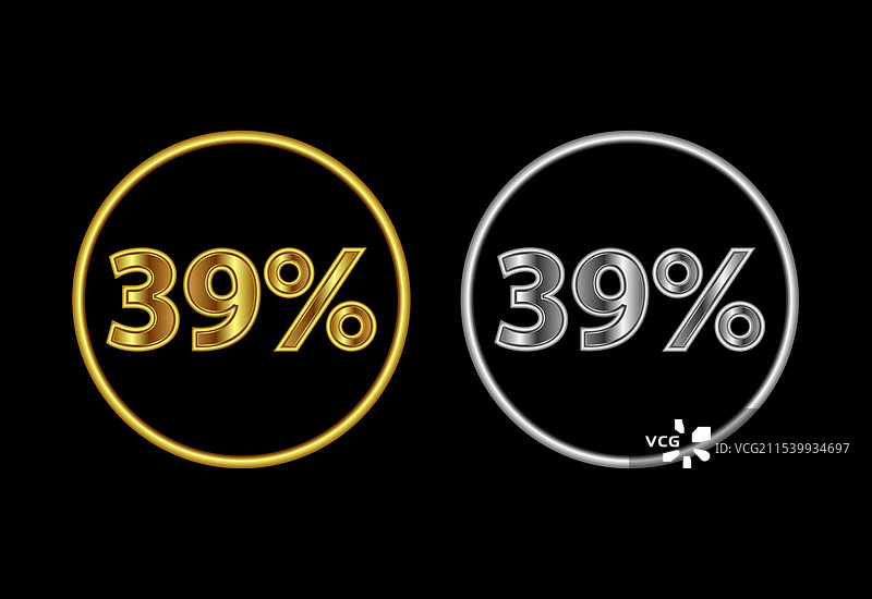 39% 图标 39% 符号 金色图片素材