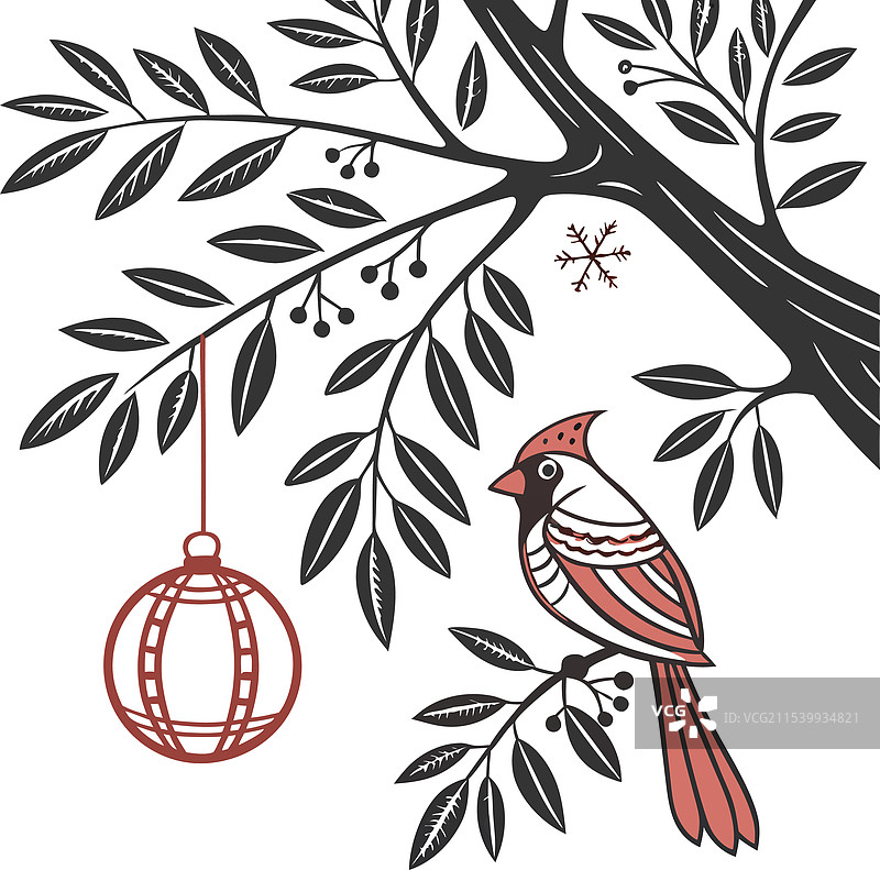 优雅的平面圣诞剪影，适合节日气氛图片素材