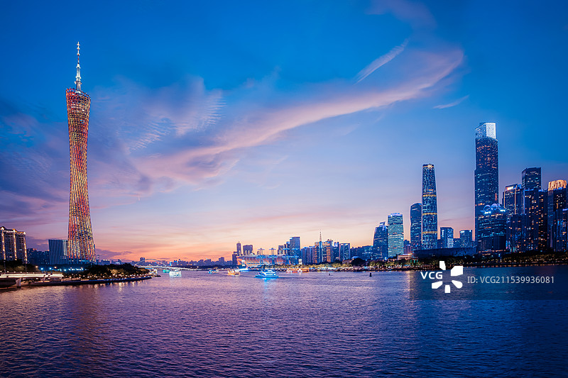 广州塔珠江新城日落图片素材