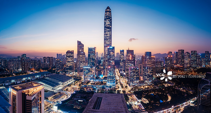 深圳福田金融中心夜景图片素材