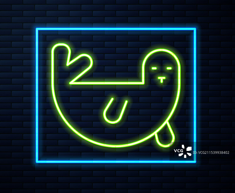 发光的霓虹线条海豹动物图标图片素材