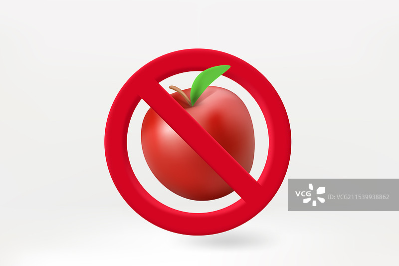 禁止食物概念，带有红色苹果的交叉标志图片素材